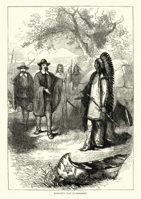 Framed Print : Edward Winslows visit to Massasoit Framed Print : Edward Winslows visit to Massasoit