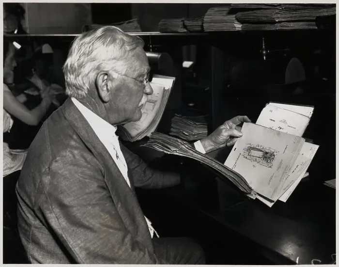 Framed Print : Edwin H. Bond Looking Up Patent Record Framed Print : Edwin H. Bond Looking Up Patent Record