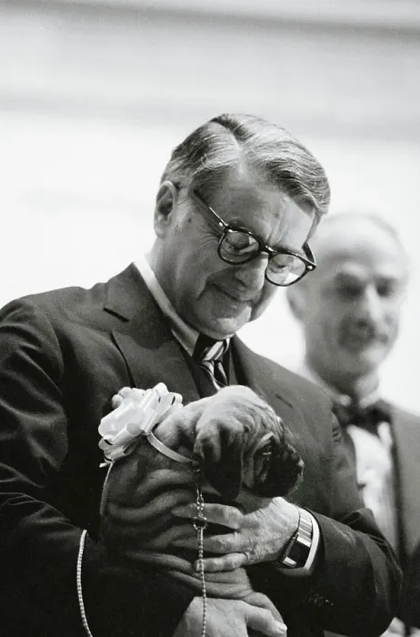 Framed Print : Edwin H. Land Petting Puppy Framed Print : Edwin H. Land Petting Puppy