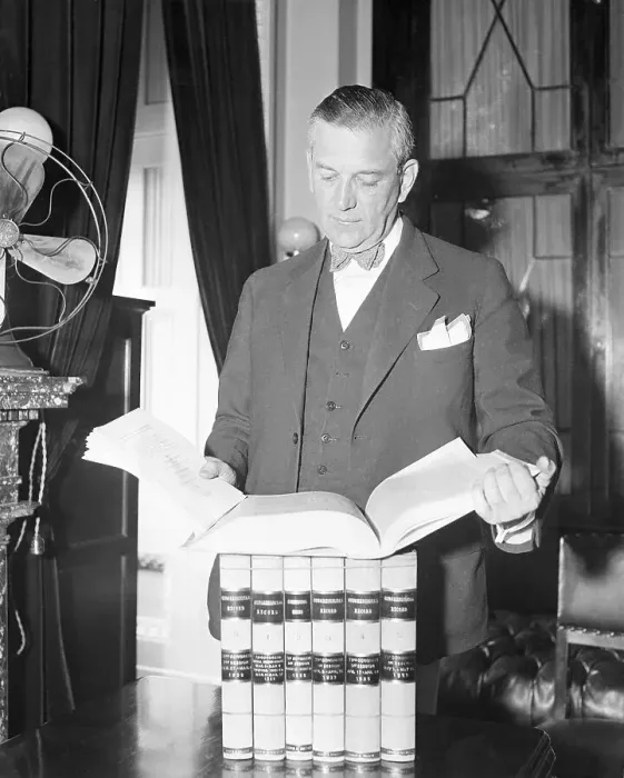 Framed Print : Edwin Halsey with Books of New Legislation