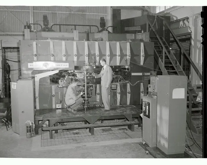 Framed Print : Edwin McMillan and Marvin Martin Checking Equipment