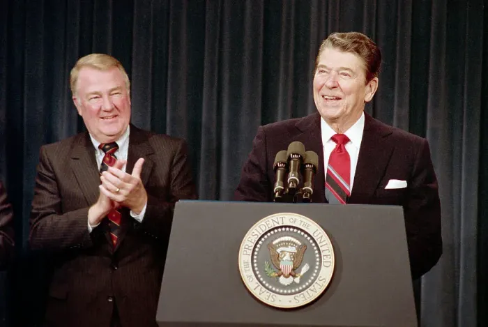 Framed Print : Edwin Meese Applauding Ronald Reagan Speech Framed Print : Edwin Meese Applauding Ronald Reagan Speech