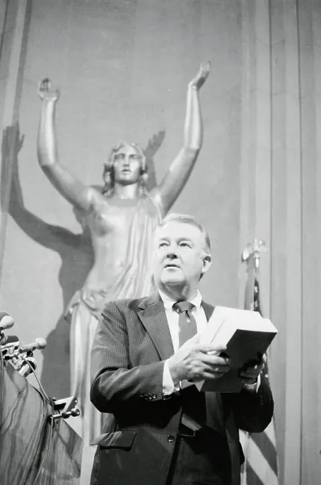 Framed Print : Edwin Meese Holding Final Reports Framed Print : Edwin Meese Holding Final Reports