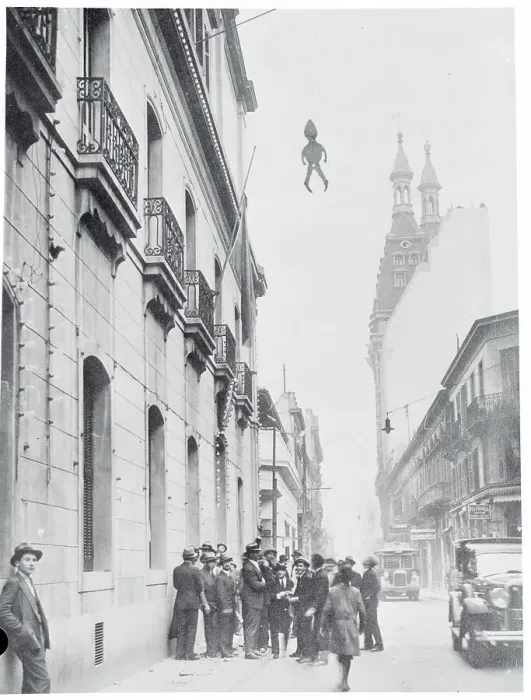 Framed Print : Effigy of Argentine President over Street Pedestrians Framed Print : Effigy of Argentine President over Street Pedestrians