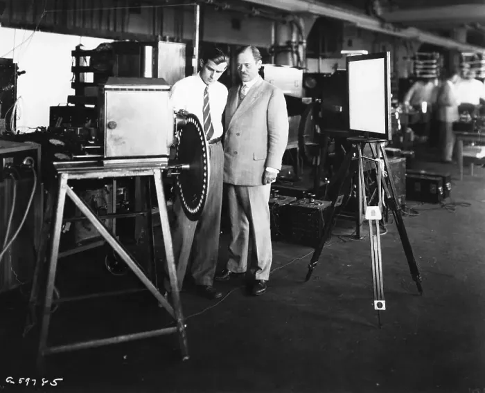 Framed Print : E.F.W. Alexanderson with TV Projector