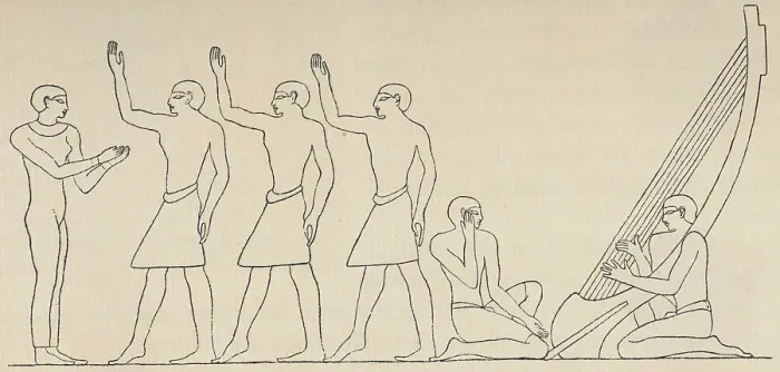 Framed Print : Egyptian Figures Dancing to Harp Music Framed Print : Egyptian Figures Dancing to Harp Music
