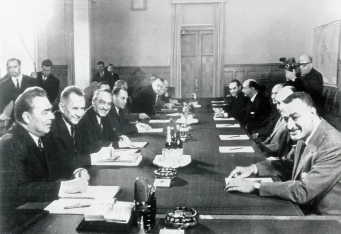 Framed Print : Egyptian Leaders Conversing with Soviet Leaders Framed Print : Egyptian Leaders Conversing with Soviet Leaders