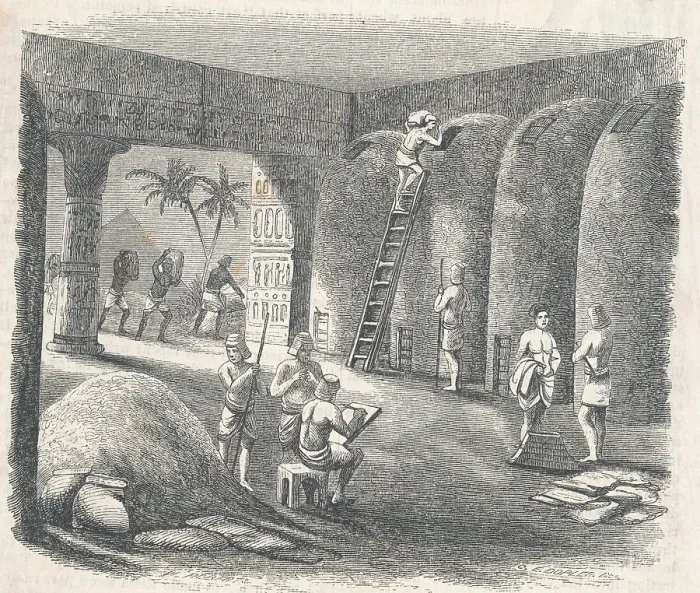 Framed Print : Egyptians Storing Wheat in Repositories Framed Print : Egyptians Storing Wheat in Repositories