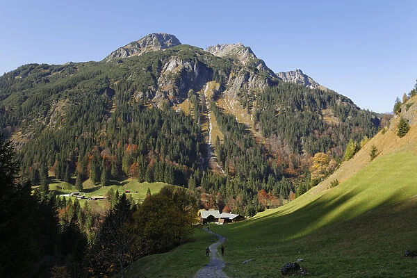 Einoedsbach with Alpgundkopf mountain, community of Oberstdorf, Allgaeu Alps, Upper Allgaeu, Allgaeu, Swabia, Bavaria, Germany, Europe, Oberstdorf, Oberallgau, Allgau, Swabia, Bavaria, Germany