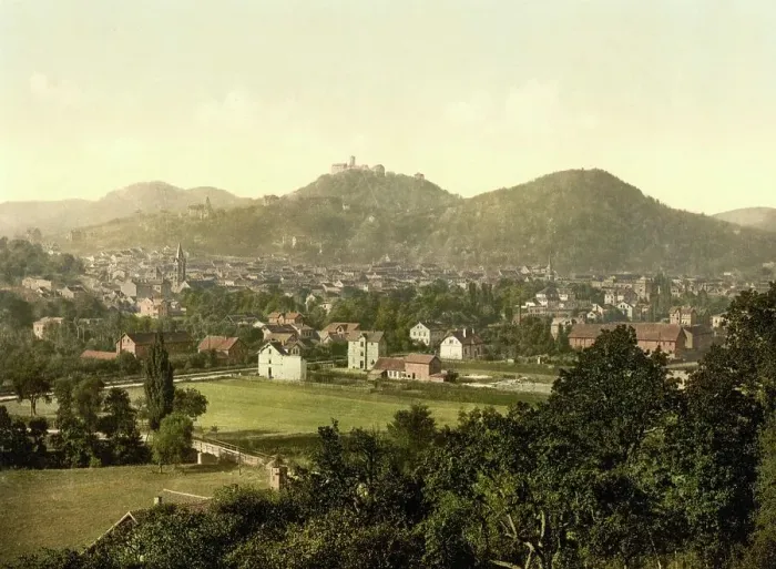 Framed Print : Eisenach in Thuringia, Germany, Historic, digitally restored reproduction of a photochromic print from the 1890s Framed Print : Eisenach in Thuringia, Germany, Historic, digitally restored reproduction of a photochromic print from the 1890s