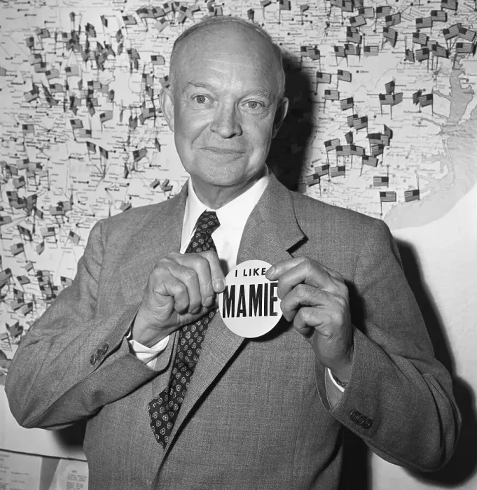 Framed Print : Eisenhower With Button: I Like Mamie Framed Print : Eisenhower With Button: I Like Mamie