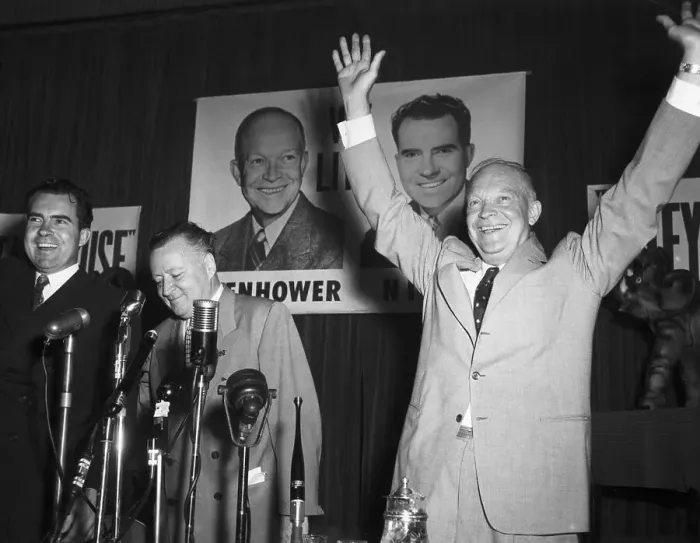 Framed Print : Eisenhower Campaigning with Nixon Framed Print : Eisenhower Campaigning with Nixon