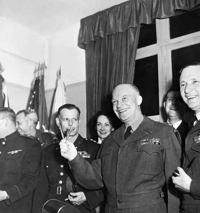 Framed Print : Eisenhower After German Surrender Framed Print : Eisenhower After German Surrender