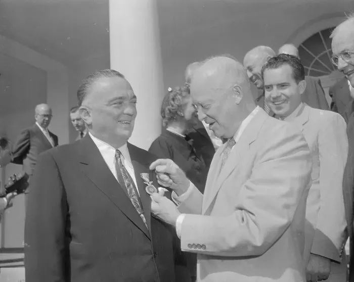 Framed Print : Eisenhower Giving J. Edgar Hoover a Medal Framed Print : Eisenhower Giving J. Edgar Hoover a Medal