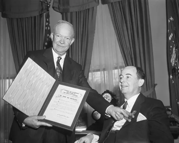 Framed Print : Eisenhower Giving Medal of Freedom to Dr Von Neumann Framed Print : Eisenhower Giving Medal of Freedom to Dr Von Neumann