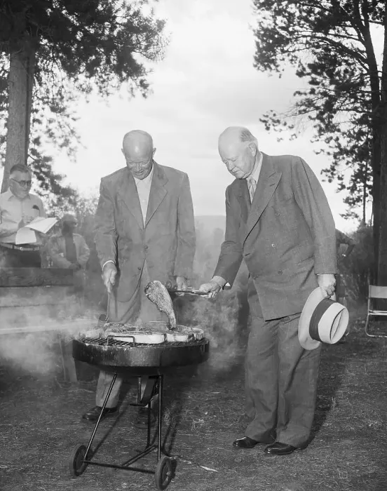 Framed Print : Eisenhower and Hoover Barbecuing Steaks Framed Print : Eisenhower and Hoover Barbecuing Steaks
