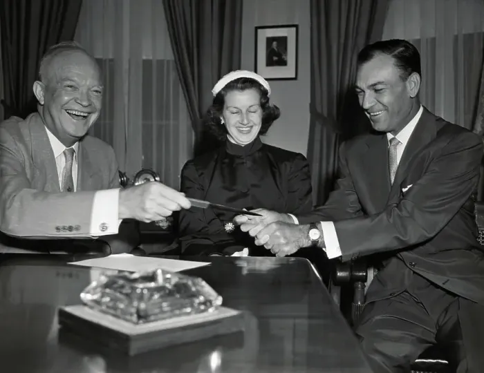 Framed Print : Eisenhower with Mr. and Mrs. Ben Hogan Framed Print : Eisenhower with Mr. and Mrs. Ben Hogan