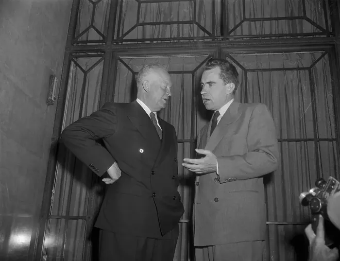 Framed Print : Eisenhower and Nixon Having a Conversation Framed Print : Eisenhower and Nixon Having a Conversation