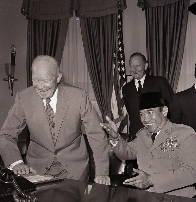 Framed Print : Eisenhower Rises While Sukarno Points Framed Print : Eisenhower Rises While Sukarno Points
