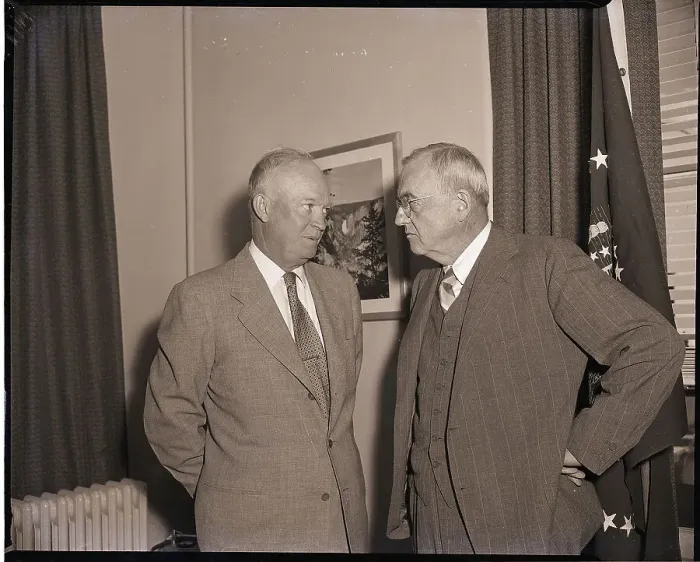Framed Print : Eisenhower Talks with John Foster Dulles Framed Print : Eisenhower Talks with John Foster Dulles