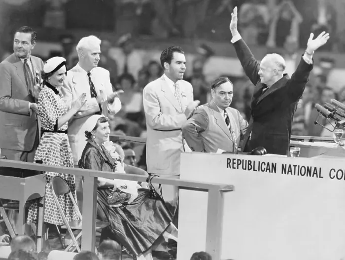 Framed Print : Eisenhower W / Arms Raised On Podium Framed Print : Eisenhower W / Arms Raised On Podium