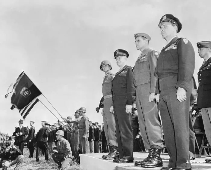 Framed Print : Eisenhower and Others Watching Troops Pass Framed Print : Eisenhower and Others Watching Troops Pass