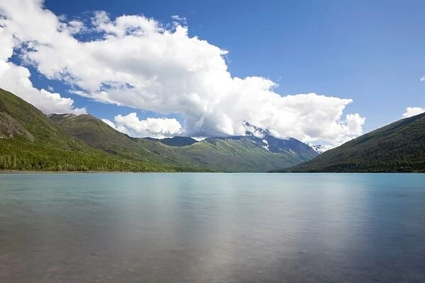 Eklutna Lake in the Chugach Mountains, Alaska, United States
