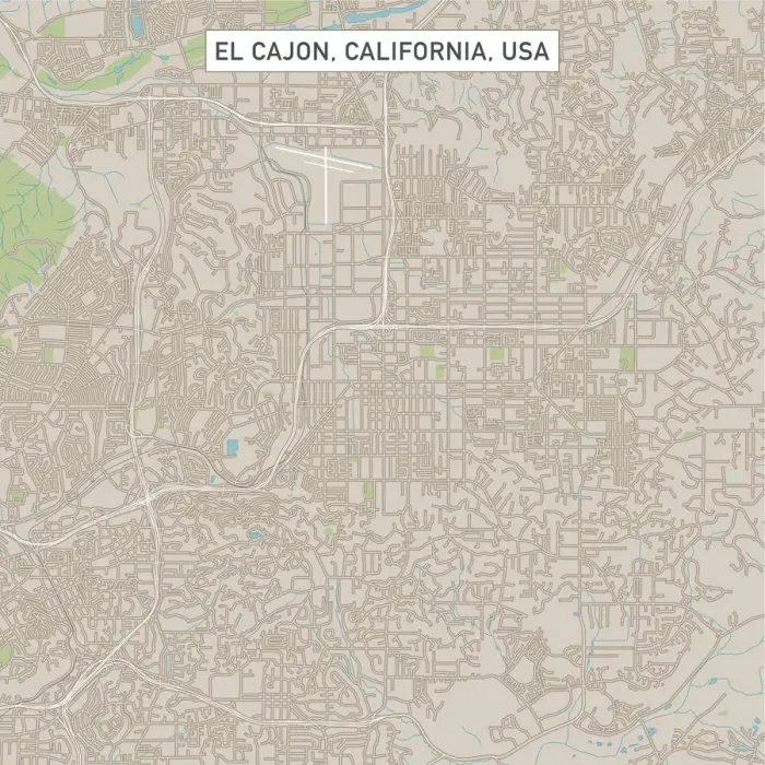 Framed Print : El Cajon California US City Street Map