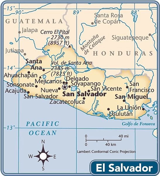 El Salvador country map