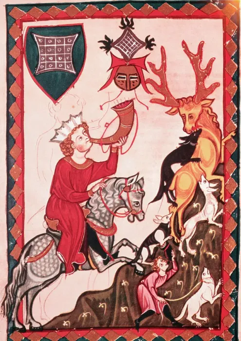 Framed Print : Elaborate Drawing Depicting Hunters and Animals Framed Print : Elaborate Drawing Depicting Hunters and Animals
