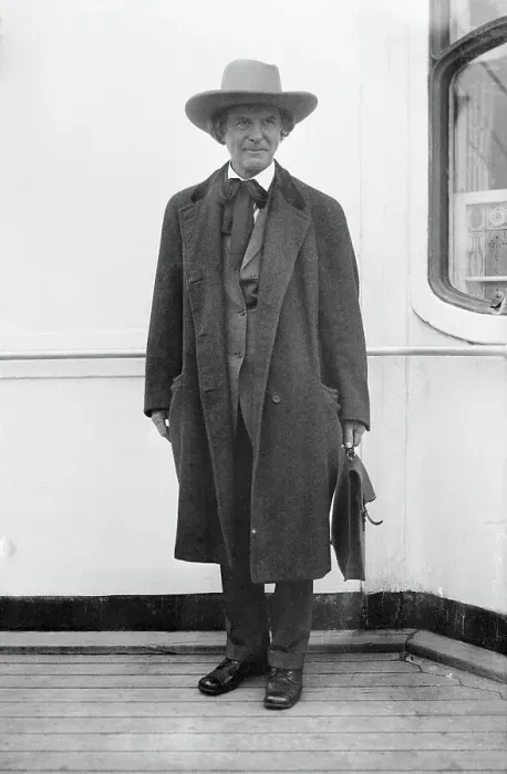 Framed Print : Elbert Hubbard Posing on Ship Deck Framed Print : Elbert Hubbard Posing on Ship Deck