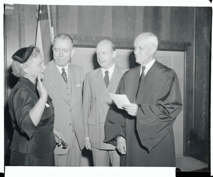 Framed Print : Elbert Tuttle Swearing in Mary Donlon