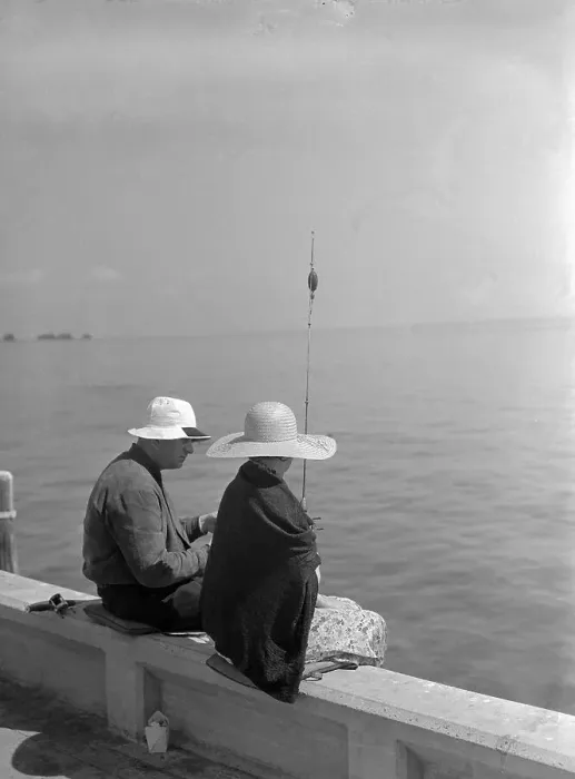 Framed Print : Elderly Couple Fishing