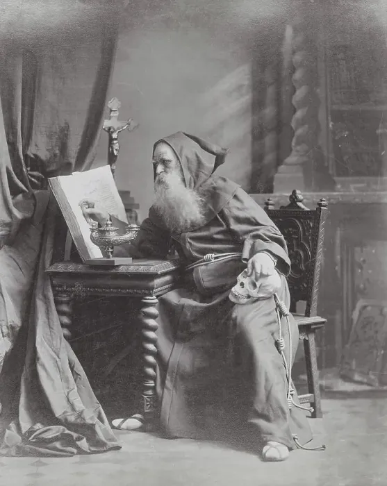 Framed Print : Elderly Magician Wearing Monks Attire