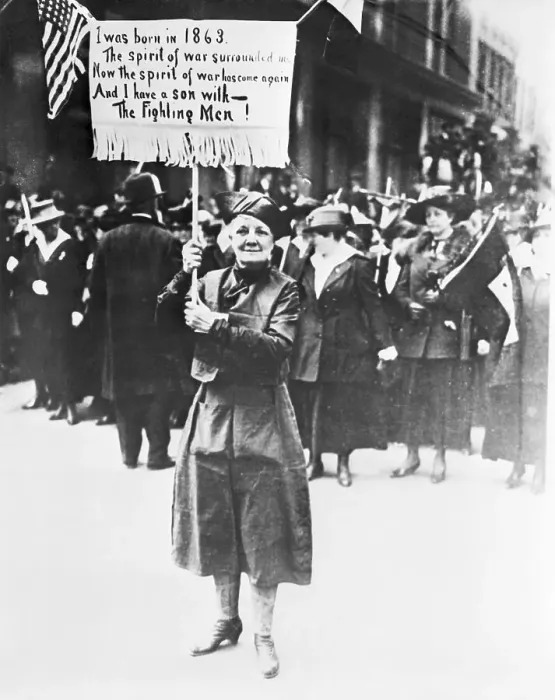 Framed Print : Elderly Woman Holds Banner During Wwi Framed Print : Elderly Woman Holds Banner During Wwi