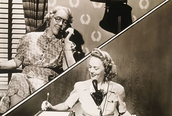 Elderly Woman Talking to Operator in the 1940S