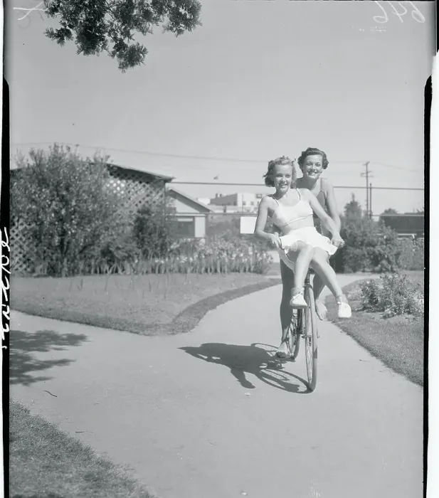 Framed Print : Eleanor Holm and Dorothy Lee Riding Bicycle Framed Print : Eleanor Holm and Dorothy Lee Riding Bicycle