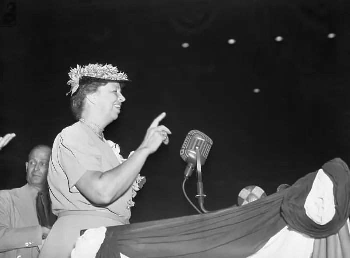 Framed Print : Eleanor Roosevelt Addressing Crowd Framed Print : Eleanor Roosevelt Addressing Crowd