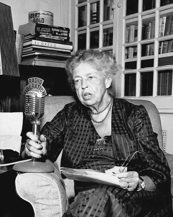 Framed Print : Eleanor Roosevelt Broadcasting to the Soviet Union