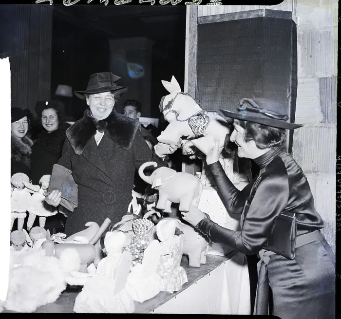 Framed Print : Eleanor Roosevelt Buys Stuffed Animal at Charity Framed Print : Eleanor Roosevelt Buys Stuffed Animal at Charity
