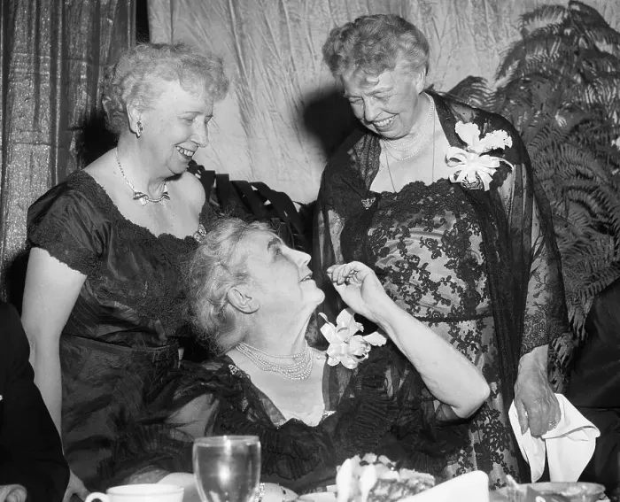 Framed Print : Eleanor Roosevelt Chatting with Former First Ladies