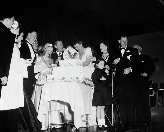 Framed Print : Eleanor Roosevelt With Film Stars And Large Cake Framed Print : Eleanor Roosevelt With Film Stars And Large Cake