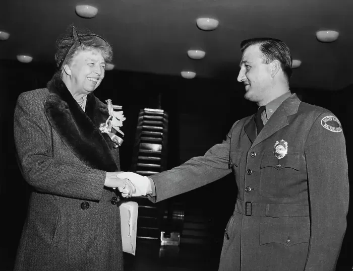 Framed Print : Eleanor Roosevelt And UN Guard Framed Print : Eleanor Roosevelt And UN Guard
