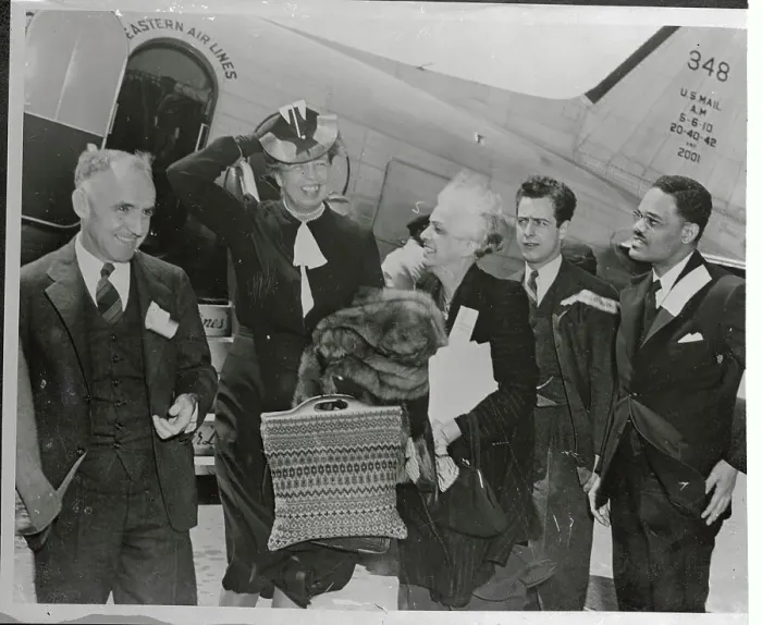 Framed Print : Eleanor Roosevelt and Others Leaving Airplane Framed Print : Eleanor Roosevelt and Others Leaving Airplane