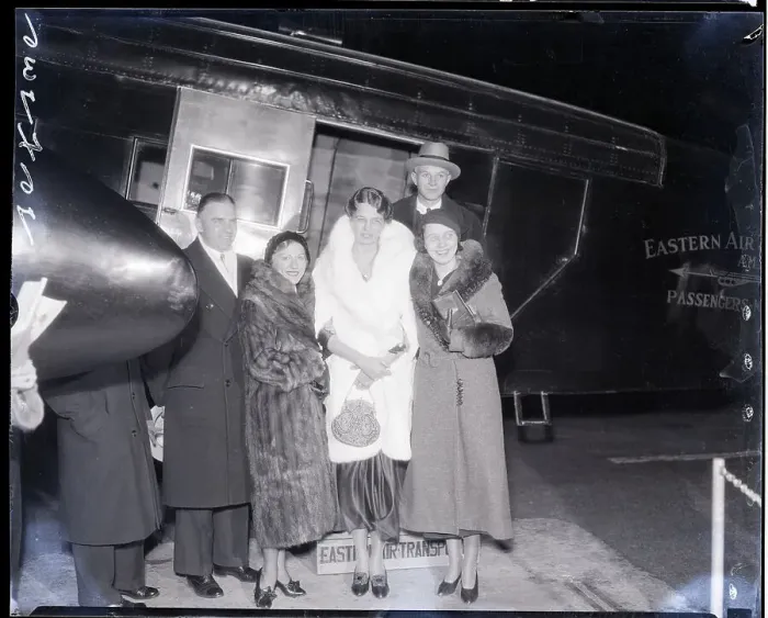 Framed Print : Eleanor Roosevelt and Party Beside Plane