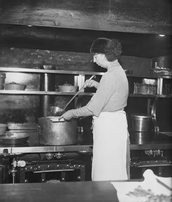 Framed Print : Eleanor Roosevelt Pouring Soup Framed Print : Eleanor Roosevelt Pouring Soup