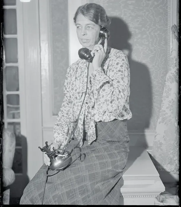 Framed Print : Eleanor Roosevelt Speaking on Phone Framed Print : Eleanor Roosevelt Speaking on Phone
