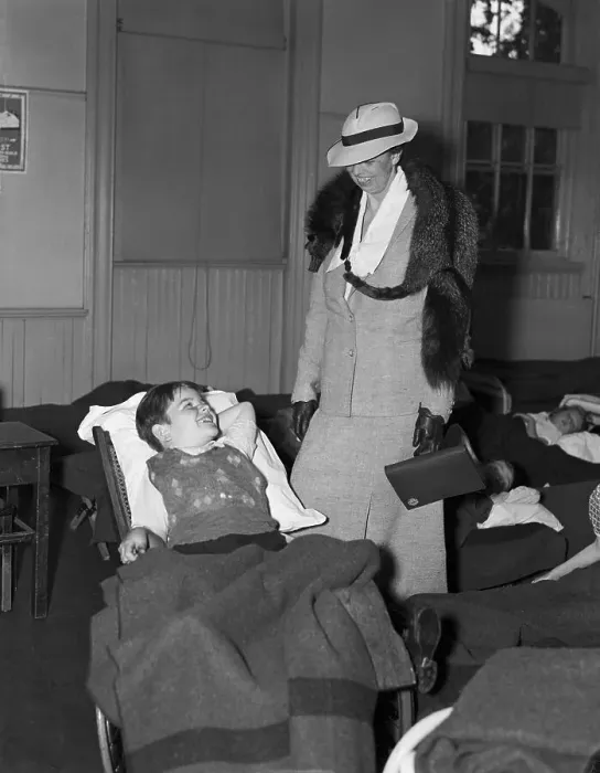 Framed Print : Eleanor Roosevelt Speaks to Boy in Wheelchair