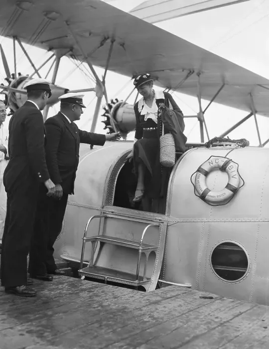 Framed Print : Eleanor Roosevelt Stepping from Airplane Framed Print : Eleanor Roosevelt Stepping from Airplane