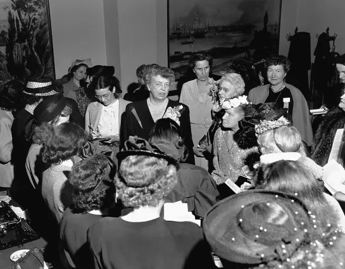 Framed Print : Eleanor Roosevelt Surrounded by Reporters Framed Print : Eleanor Roosevelt Surrounded by Reporters